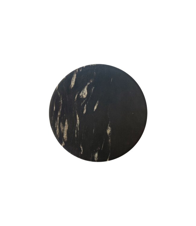 Wohnling Bijzettafel Marmer rond 59 cm Decoratietafel met Marmeren Tafelblad Zwart - Design Decoratietafel met Aluminium Frame - Bijzettafel Salontafel modern - Koffietafel Woonkamertafel elegant Handgemaakt