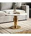 Wohnling Salontafel Goud 60cm met wit marmeren tafelblad - Ronde woonkamertafel - Moderne aluminium bijzettafel - Design tafel woonkamer metalen frame Handgemaakt