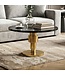 Wohnling Salontafel Goud 60cm met zwart marmeren tafelblad - Ronde woonkamertafel - Moderne aluminium bijzettafel - Design tafel woonkamer metalen frame Handgemaakt