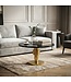 Wohnling Salontafel Goud 60cm met zwart marmeren tafelblad - Ronde woonkamertafel - Moderne aluminium bijzettafel - Design tafel woonkamer metalen frame Handgemaakt