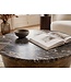 Wohnling Salontafel Metaal met zwart Marmer Tafelblad 60cm rond - Design Woonkamertafel Ronde Loungtafel - Massieve Banktafel - Extravagante Bijzettafel Handgemaakt