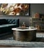 Wohnling Salontafel Goud 63cm met wit marmeren tafelblad - Woonkamertafel Alu organische vorm - Sofatafel Aluminium modern - Design Bijzettafel Metalen frame Handgemaakt
