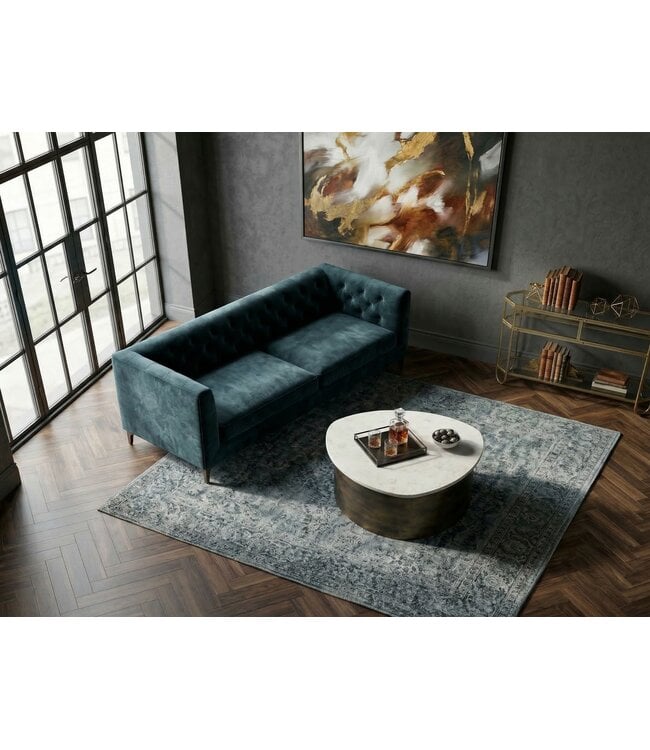 Wohnling Salontafel Goud 63cm met wit marmeren tafelblad - Woonkamertafel Alu organische vorm - Sofatafel Aluminium modern - Design Bijzettafel Metalen frame Handgemaakt