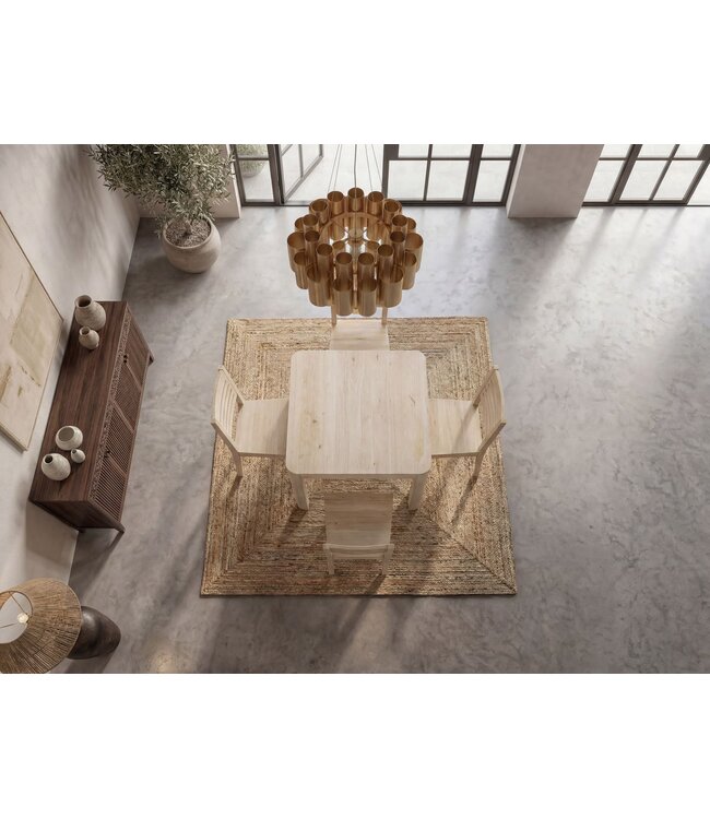 Wohnling Eettafel Massief Hout Mango 80x80 cm White Wash - Vierkante Eetkamertafel Hout - Moderne Keukentafel voor 4 Personen - Stabiele Houten Tafel - Tafel voor Eetkamer Bistrotafel Handgemaakt