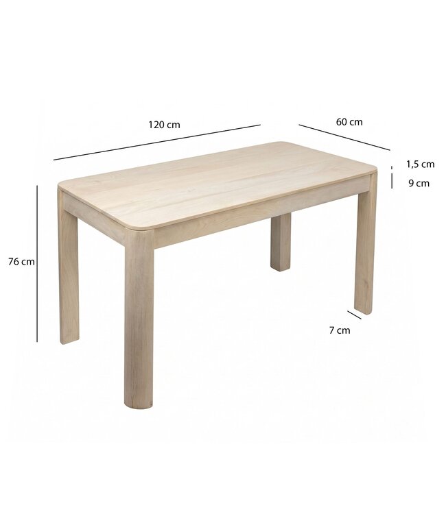 Wohnling Eettafel Massief Hout Mango 120x60 cm White Wash - Rechthoekige Eetkamertafel Hout - Moderne Keukentafel voor 4 tot 6 Personen - Stabiele Houten Tafel - Tafel voor Eetkamer Bistrotafel Handgemaakt