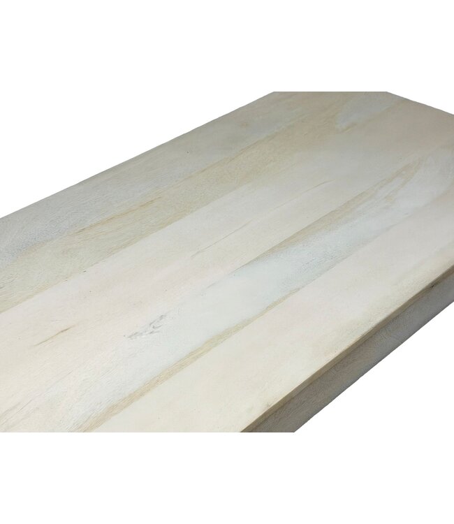 Wohnling Eettafel Massief Hout Mango 120x60 cm White Wash - Rechthoekige Eetkamertafel Hout - Moderne Keukentafel voor 4 tot 6 Personen - Stabiele Houten Tafel - Tafel voor Eetkamer Bistrotafel Handgemaakt