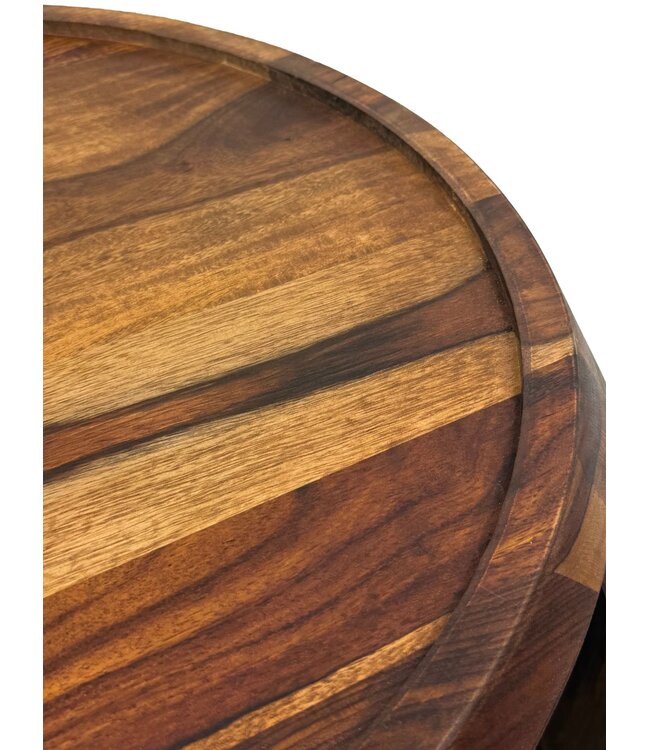 Wohnling Salontafel Sheesham Massief Hout Rond 60 cm x 50 cm x 40 cm · Woonkamertafel met Opbergvak · Handgemaakte Sofatafel van Echt Hout in Natuurlijk Landelijk Design
