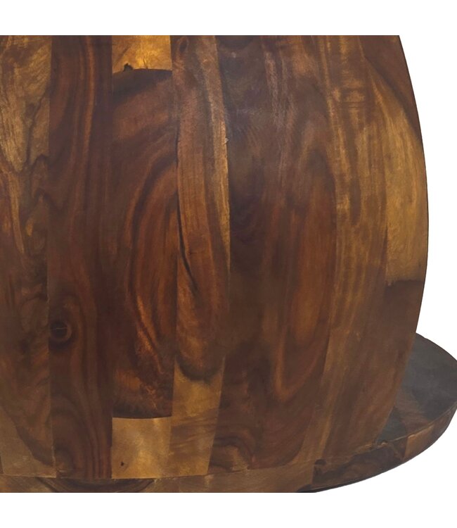 Wohnling Salontafel Sheesham Massief Hout Rond 60 cm x 50 cm x 40 cm · Woonkamertafel met Opbergvak · Handgemaakte Sofatafel van Echt Hout in Natuurlijk Landelijk Design
