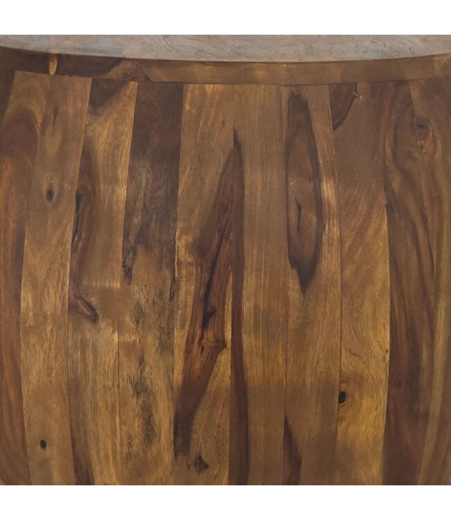 Wohnling Bijzettafel Ø 50cm Sheesham Massief Hout Rond met Opbergvak – Salontafel Echt Hout Handgemaakt, Woonkamertafel in Natuurlijk Design