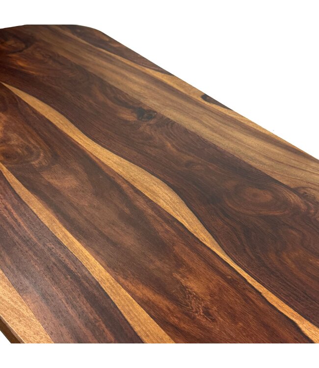 Wohnling Salontafel Sheesham Massief hout ovaal 120cm · Handgemaakte woonkamertafel in modern design met afgeronde vorm · Platte banktafel van echt hout