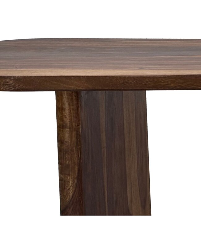 Wohnling Salontafel Sheesham Massief hout ovaal 120cm · Handgemaakte woonkamertafel in modern design met afgeronde vorm · Platte banktafel van echt hout