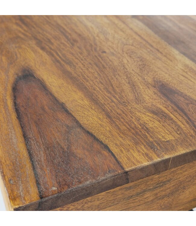 Wohnling Salontafel Sheesham Massief Hout Rechthoekig 120cm · Woonkamertafel met Metalen Onderstel · Handgemaakte Banktafel in Modern Industrieel Design met Stabiel Tafelblad