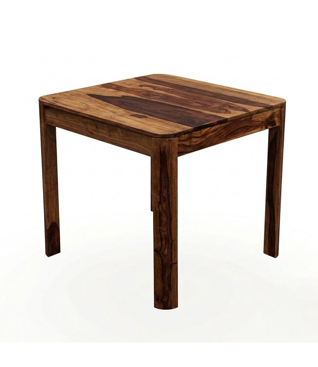 Wohnling Eettafel Sheesham Massief Hout 80x80 cm Donkerbruin - Vierkante Eetkamertafel Hout - Moderne Keukentafel voor 4 Personen - Stabiele Houten Tafel - Tafel voor Eetkamer Bistrotafel Handgemaakt