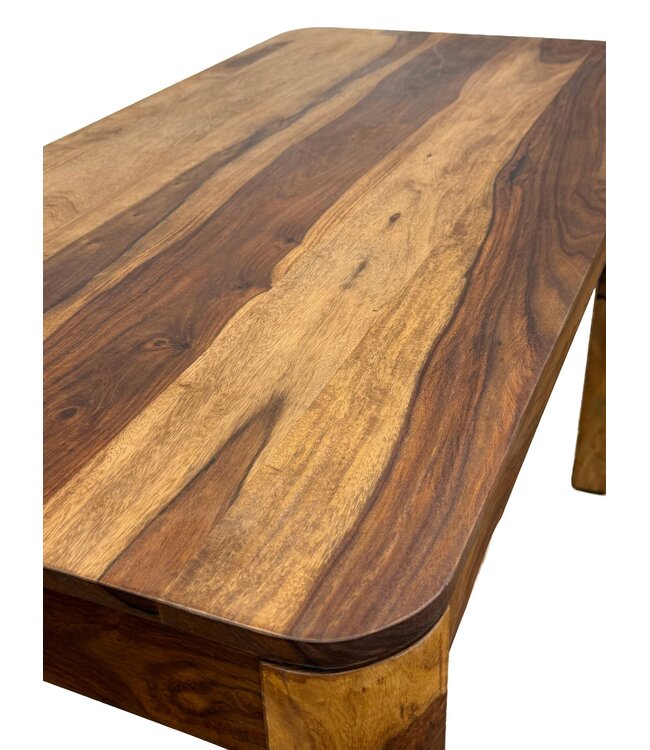 Wohnling Eettafel Sheesham Massief Hout 120cm voor tot 6 Personen · Rechthoekige Keukentafel in Modern Design · Handgemaakte Houten Tafel met Afgeronde Randen voor Eetkamer of Keuken