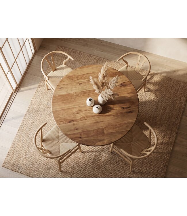 Wohnling Eetkamertafel 120cm Rond Mango Massief Hout - Grote Eettafel - Massief Houten Keukentafel - Moderne Houten Keukentafel voor 4 Personen - Houten Eetkamertafel Eettafel Handgemaakt