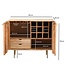 Wohnling Barkast Acacia Massief Hout 90cm Natuur met Wijnrek - Design Huisbar met Glashouder - Wijnkast Hout met Deuren - Drankenkast Wijncommode Hout Bar Woonkamer Handgemaakt