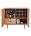 Wohnling Barkast Acacia Massief Hout 90cm Natuur met Wijnrek - Design Huisbar met Glashouder - Wijnkast Hout met Deuren - Drankenkast Wijncommode Hout Bar Woonkamer Handgemaakt