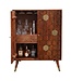 Wohnling Barkast Acacia Massief Hout 75x96cm Bar Meubel met Honingraat Patroon - Design Huisbar met Deuren - Wijnkast met Glashouder - Drankenkast - Houten Bar Woonkamer Handgemaakt
