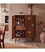 Wohnling Barkast Acacia Massief Hout 75x96cm Bar Meubel met Honingraat Patroon - Design Huisbar met Deuren - Wijnkast met Glashouder - Drankenkast - Houten Bar Woonkamer Handgemaakt
