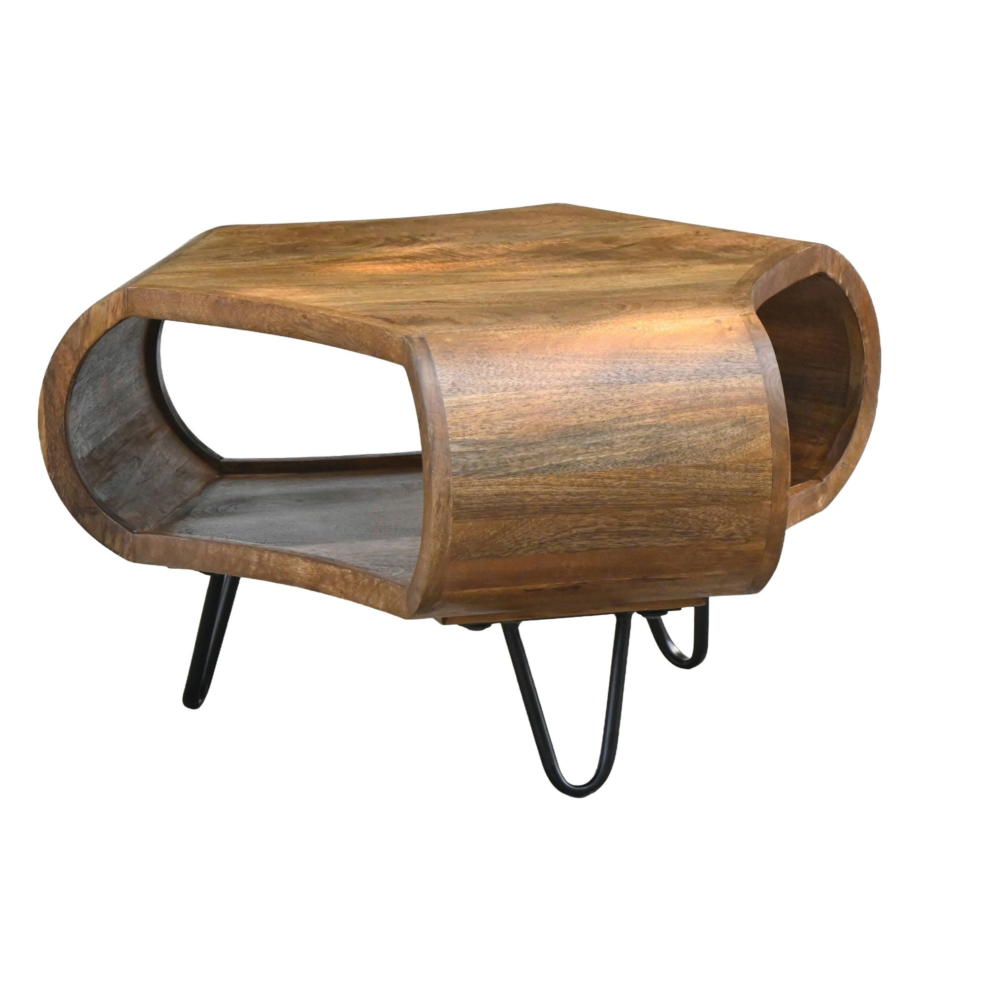 Salontafel mangohout 60x60 cm met opberging