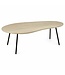 Wohnling Salontafel niervorm Mangohout massief white wash 122 cm - Woonkamertafel Hout - Sofatafel Retro - Bijzettafel Metalen Frame - Design Tafel Handgemaakt