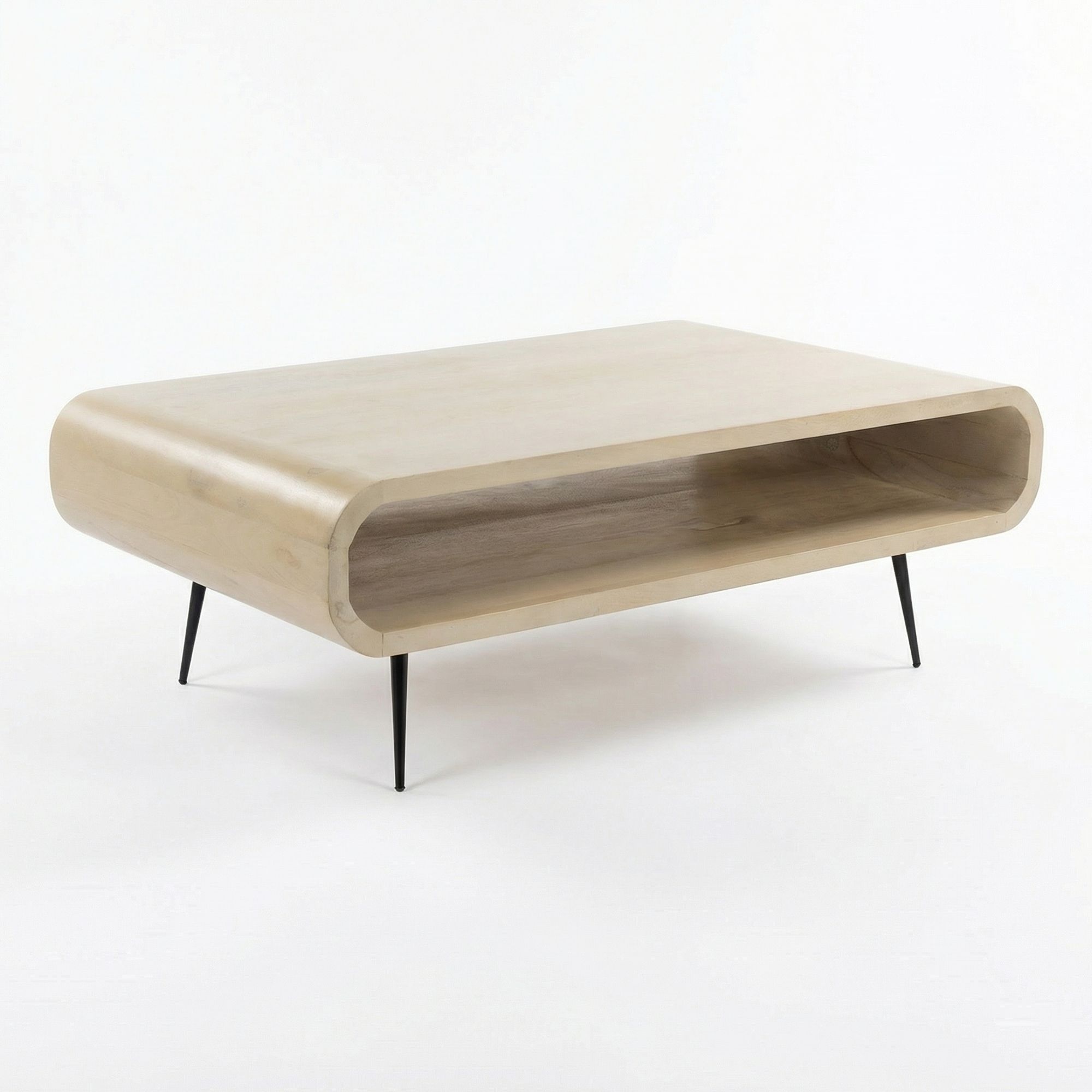 Salontafel mangohout 90 cm breed white wash