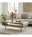 Wohnling Salontafel Mango Massiefhout white wash 90cm - Design Woonkamertafel met Metalen Poten - Rechthoekige Banktafel Opberg Retro - Loungetafel Hout - Natuur Bijzettafel Handgemaakt