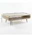 Wohnling Salontafel Mango Massiefhout white wash 90cm - Design Woonkamertafel met Metalen Poten - Rechthoekige Banktafel Opberg Retro - Loungetafel Hout - Natuur Bijzettafel Handgemaakt