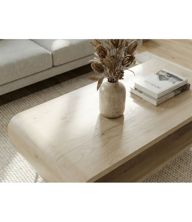 Wohnling Salontafel Mango Massiefhout white wash 90cm - Design Woonkamertafel met Metalen Poten - Rechthoekige Banktafel Opberg Retro - Loungetafel Hout - Natuur Bijzettafel Handgemaakt