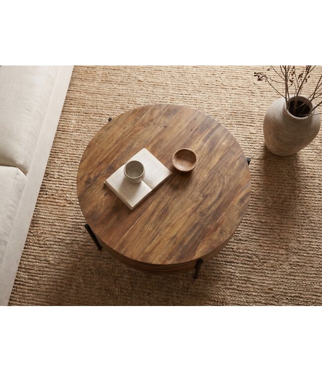 Wohnling Salontafel 70cm Massief Mango Hout - Ronde Woonkamertafel - Moderne Houten Sofatafel - Design Woonkamer Tafel Bijzettafel Handgemaakt