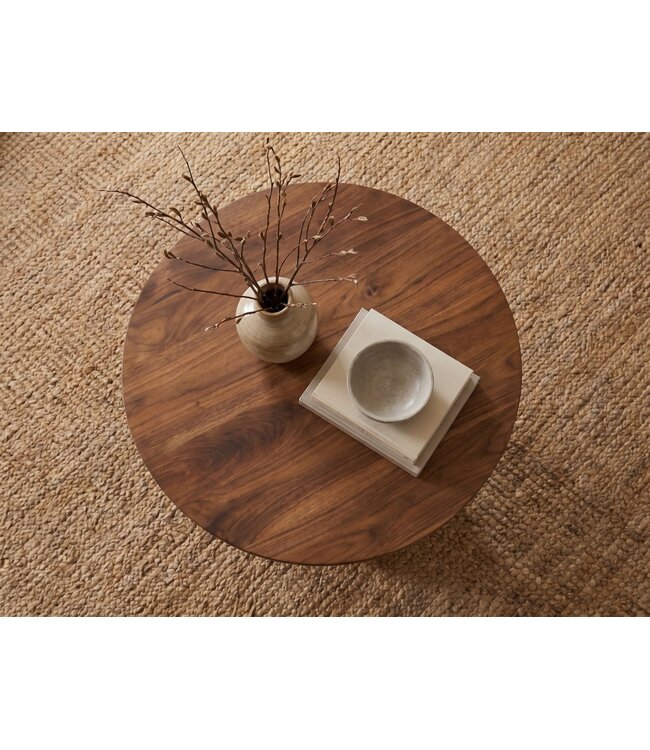 Wohnling Salontafel Mango Massief Hout 60cm Natuur Rond - Design Woonkamertafel - Banktafel Hout Koffietafel Druppelvorm - Bijzettafel Teardrop Tafel Massief Handgemaakt