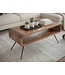 Wohnling Salontafel Mango Massiefhout Metaal 105cm - Design Woonkamertafel met Opbergvak - Rechthoekige Sofatafel Retro - Loungtafel Hout - Natuur Bijzettafel Handgemaakt