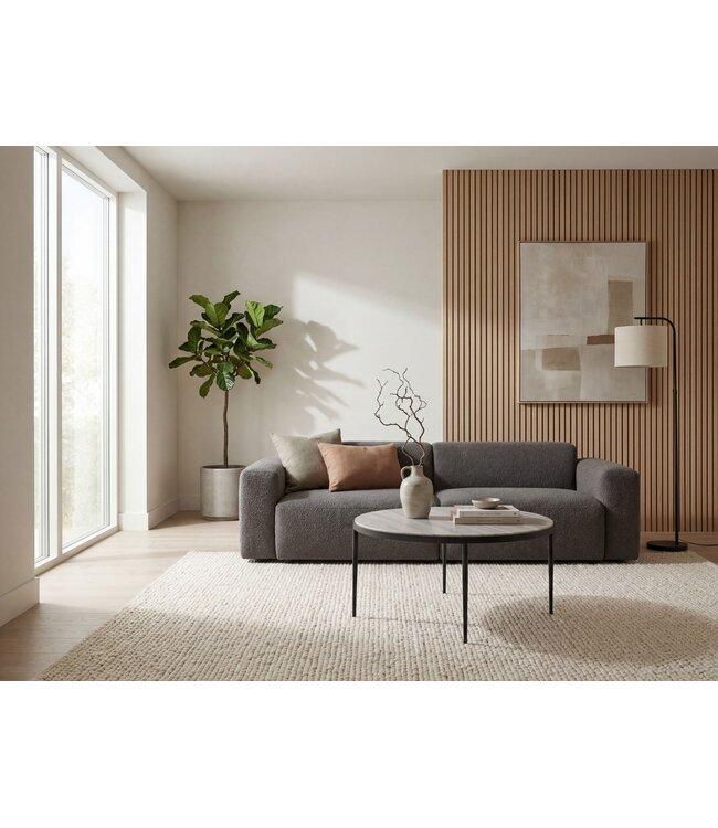 Wohnling Salontafel Metaal met wit Toronto Marmer Tafelblad 70cm rond - Ronde Woonkamertafel Design Loungtafel - Elegante Sofa Tafel - Moderne Bijzettafel Handgemaakt
