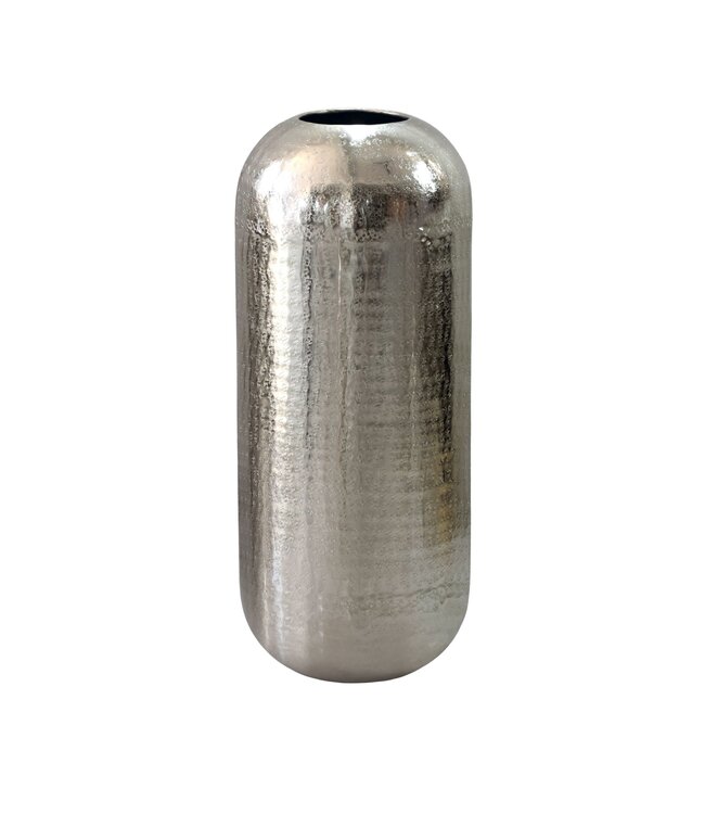 Wohnling Vloervaas Aluminium 75cm Zilver - Decoratieve vaas groot - Staande vaas rond modern - Metalen vaas voor bloemen - Design XXL Woonkamer Decoratie - Woondecoratie Handgemaakt