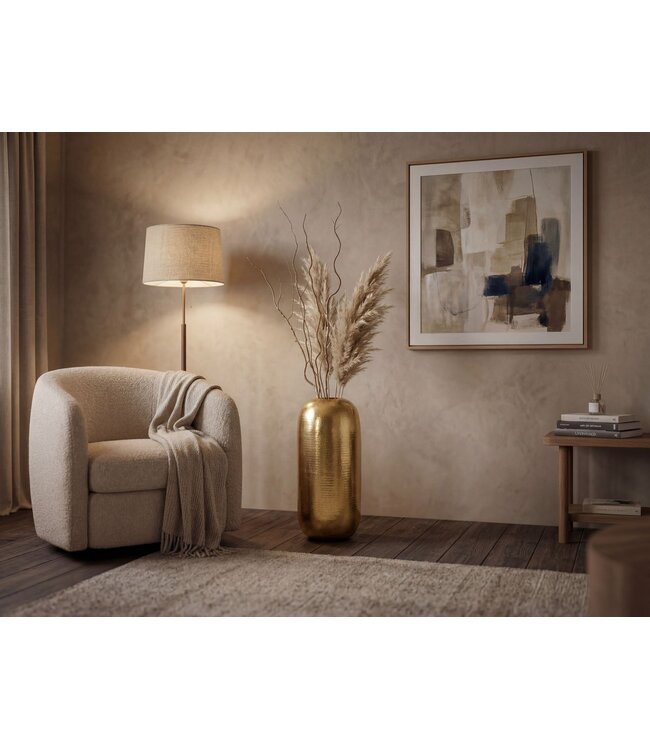 Wohnling Vloervaas Aluminium 75cm Goud - Grote decoratieve vaas - Ronde moderne staande vaas - Metalen vaas voor bloemen - Design XXL Woonkamer Decoratie - Woondecoratie Handgemaakt