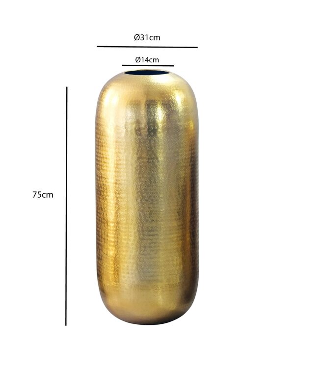 Wohnling Vloervaas Aluminium 75cm Goud - Grote decoratieve vaas - Ronde moderne staande vaas - Metalen vaas voor bloemen - Design XXL Woonkamer Decoratie - Woondecoratie Handgemaakt