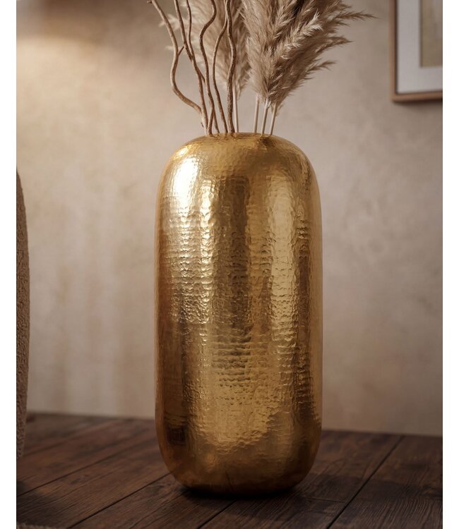 Wohnling Vloervaas Aluminium 75cm Goud - Grote decoratieve vaas - Ronde moderne staande vaas - Metalen vaas voor bloemen - Design XXL Woonkamer Decoratie - Woondecoratie Handgemaakt