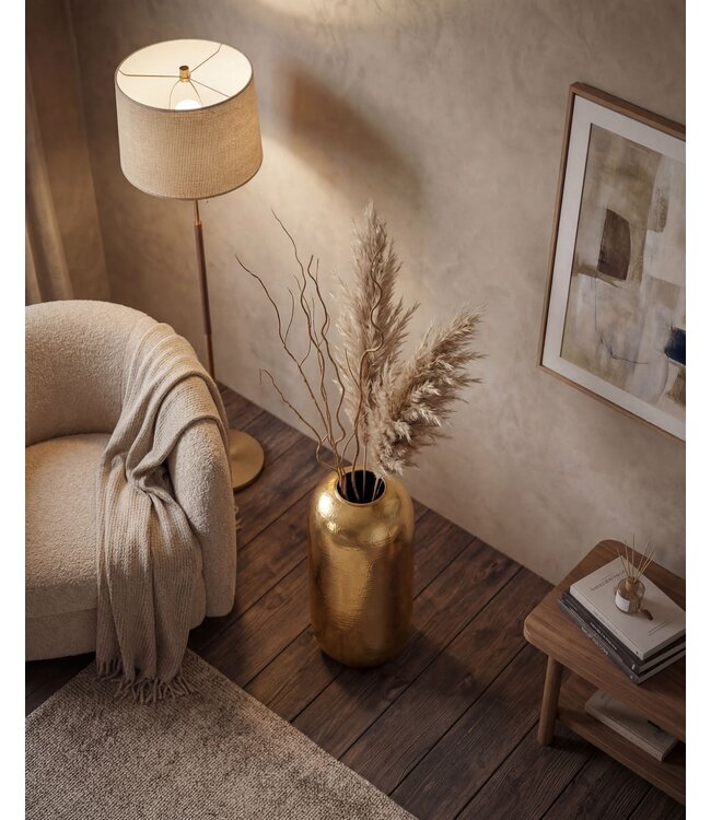 Wohnling Vloervaas Aluminium 75cm Goud - Grote decoratieve vaas - Ronde moderne staande vaas - Metalen vaas voor bloemen - Design XXL Woonkamer Decoratie - Woondecoratie Handgemaakt