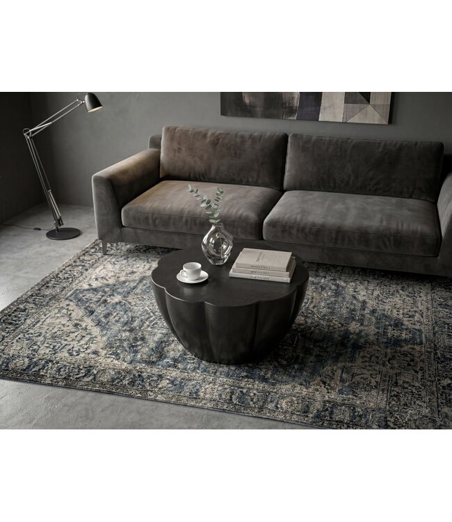 Wohnling Salontafel Aluminium 60cm Bloesemvorm Zwart - Ronde Woonkamertafel - Design Sofatafel - Moderne Loungtafel - Bijzettafel Woonkamer Handgemaakt