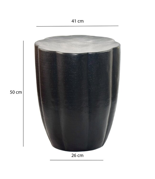 Wohnling Bijzettafel Aluminium Zwart 41cm Ronde Aanrechttafel Metaal - Decoratietafel Alu modern - Kleine Salontafel - Design Couchtafel Sofatafel Handgemaakt