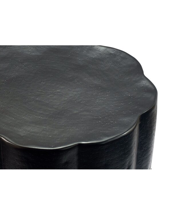 Wohnling Bijzettafel Aluminium Zwart 41cm Ronde Aanrechttafel Metaal - Decoratietafel Alu modern - Kleine Salontafel - Design Couchtafel Sofatafel Handgemaakt