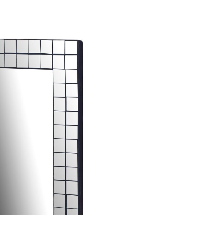 Wohnling Wandspiegel 60x90 cm met mozaïeklijst – Rechthoekige spiegel – Glazen woonspiegel – Moderne hangspiegel halspiegel – Woonkamerspiegel verticaal & horizontaal – Decoratieve spiegel Handgemaakt
