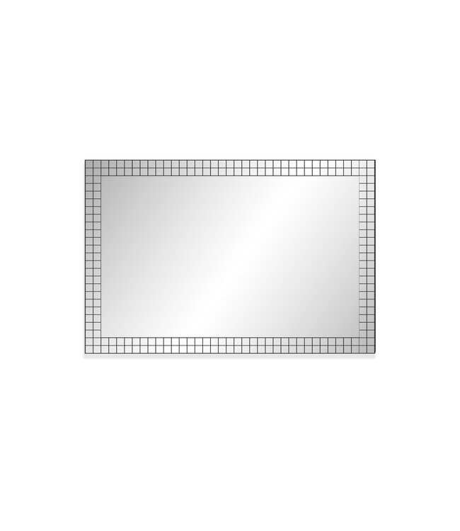 Wohnling Wandspiegel 60x90 cm met mozaïeklijst – Rechthoekige spiegel – Glazen woonspiegel – Moderne hangspiegel halspiegel – Woonkamerspiegel verticaal & horizontaal – Decoratieve spiegel Handgemaakt