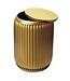 Wohnling Bijzettafel Metaal Rond 35cm Goud met afneembaar tafelblad - Design Salontafel met Opbergruimte - Extravagante Koffietafel met Ribbeloptiek - Moderne Kleine Sofatafel Handgemaakt