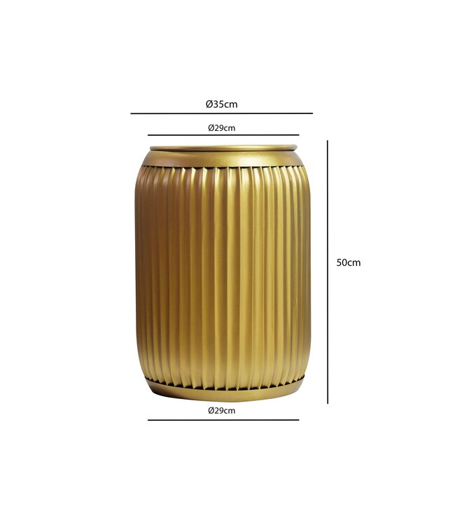 Wohnling Bijzettafel Metaal Rond 35cm Goud met afneembaar tafelblad - Design Salontafel met Opbergruimte - Extravagante Koffietafel met Ribbeloptiek - Moderne Kleine Sofatafel Handgemaakt