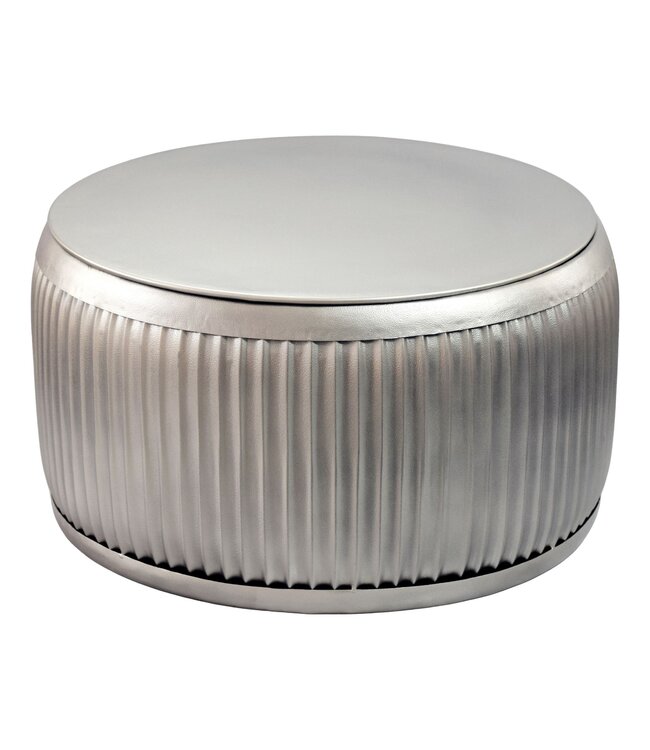 Wohnling Salontafel Metaal Rond 60cm Zilver met afneembaar tafelblad - Design Woonkamertafel met opbergruimte - Extravagante Loungetafel Metaal - Moderne Sofatafel - Bijzettafel Handgemaakt