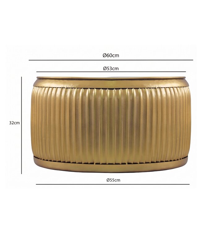 Wohnling Salontafel Metaal Rond 60cm Goud met afneembaar tafelblad - Design Woonkamertafel met opbergruimte - Extravagante Loungetafel Metaal - Moderne Sofatafel - Bijzettafel Handgemaakt