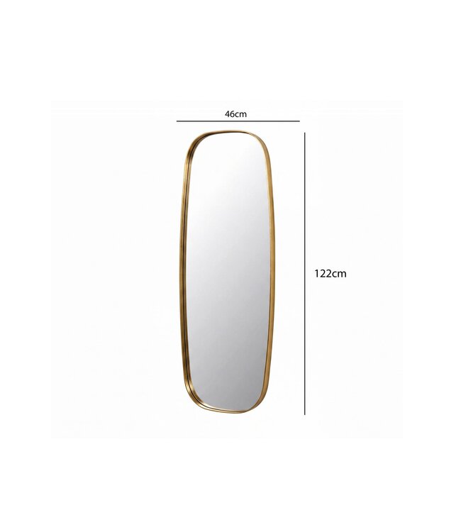 Wohnling Wandspiegel Glas 122x46cm Goud Ovaal - Design Halspiegel - Grote Hangspiegel met Metalen Frame - Slaapkamerspiegel Modern - Decoratieve Spiegel Handgemaakt