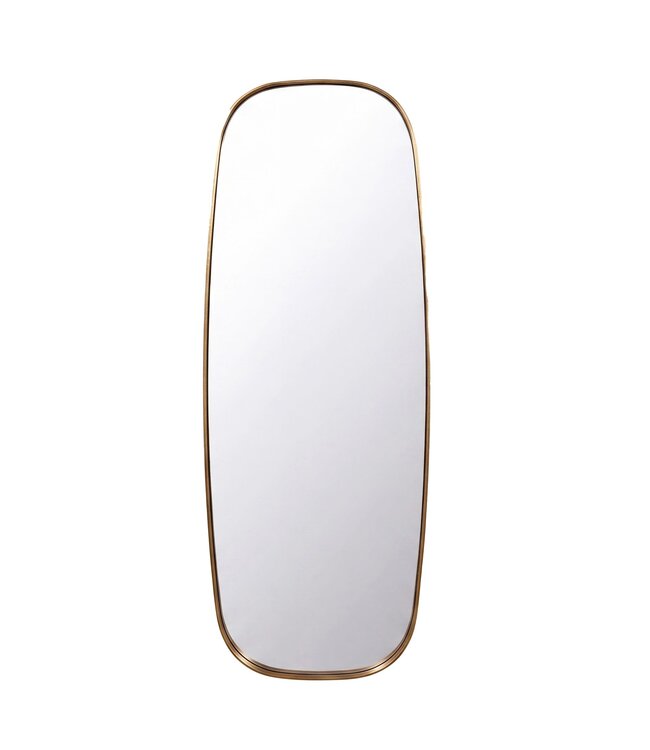 Wohnling Wandspiegel Glas 122x46cm Goud Ovaal - Design Halspiegel - Grote Hangspiegel met Metalen Frame - Slaapkamerspiegel Modern - Decoratieve Spiegel Handgemaakt