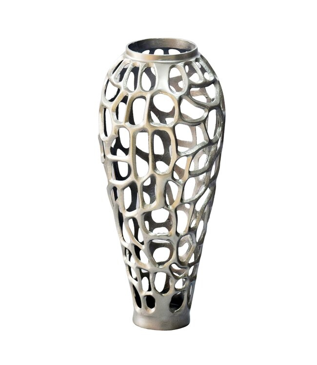 Wohnling Vloervaas Aluminium 85cm Zilver - Design Bloemenvaas Groot - Metalen Vaas Modern - Decoratieve Vaas rond voor Droogbloemen - XXL Staande Vaas Hoog - Woonkamer Decoratie - Woondecoratie Handgemaakt